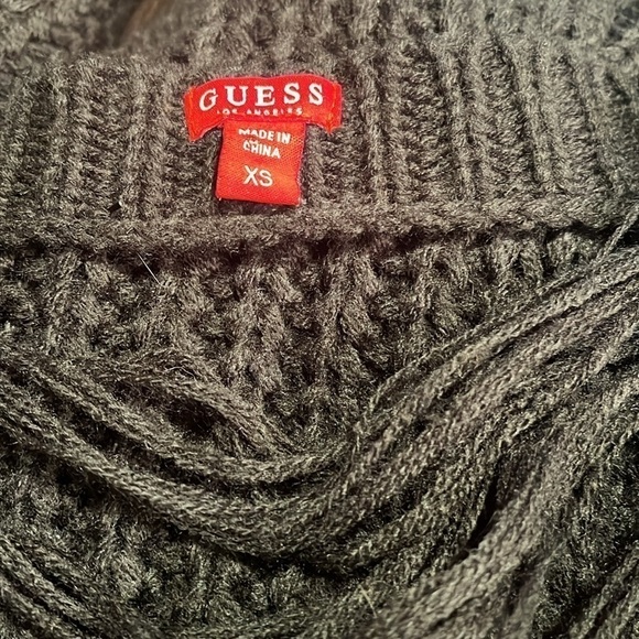 Guess Black Distressed V-Neck Sweater Sz XS - Picture 5 of 6
